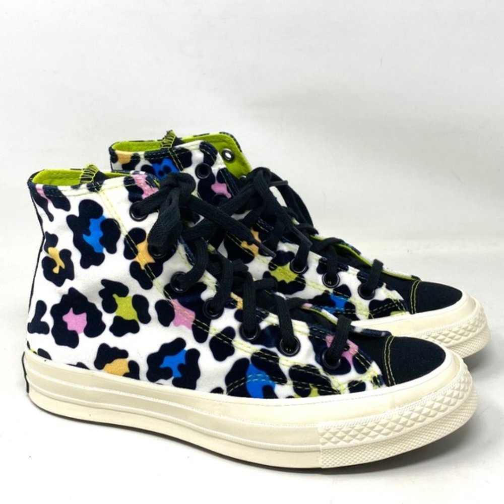 Converse Chuck 70 High Top Black Multicolor Women's Velvet Size Sneakers 572369C - Picture 2 of 9